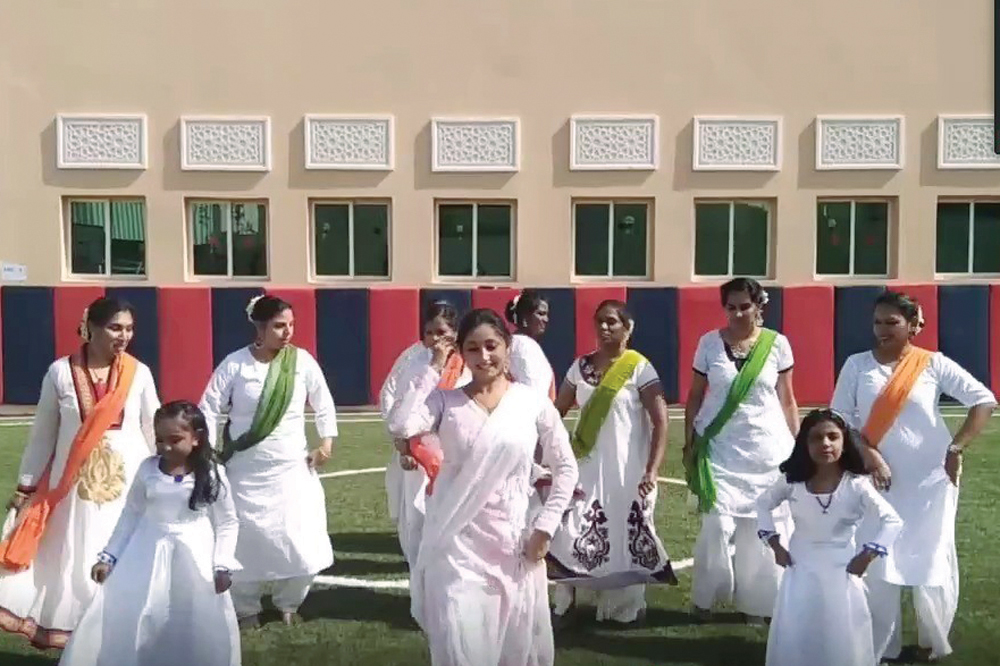 Students of BPS performing a cultural dance on the occasion.  