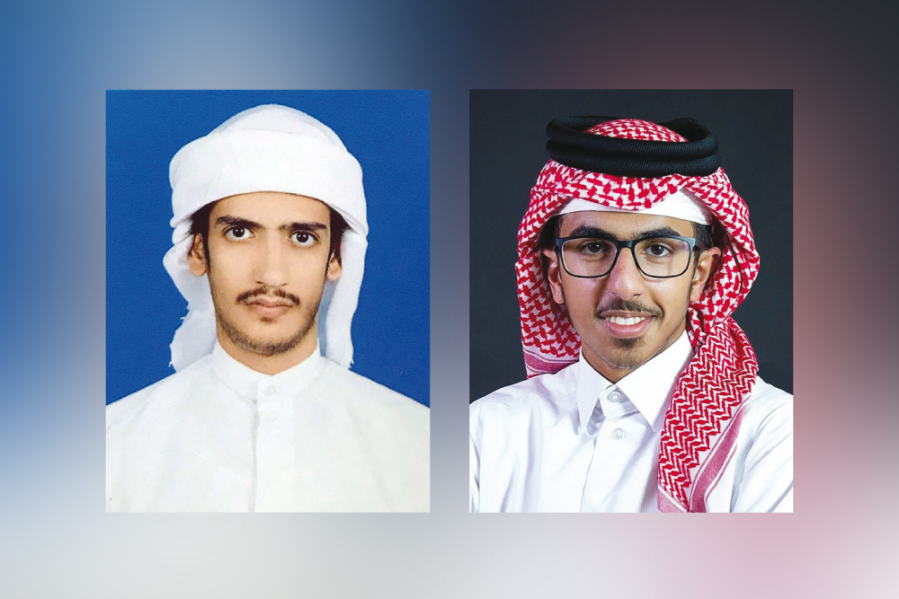 (L) Hasan Dhaifallah Omar Alhaddad, Student of first semester of Electrical Engineering at College of Engineering Qatar University, Mohammed Abdelkarem Mohammed, a student of Business and Economics at Qatar University.