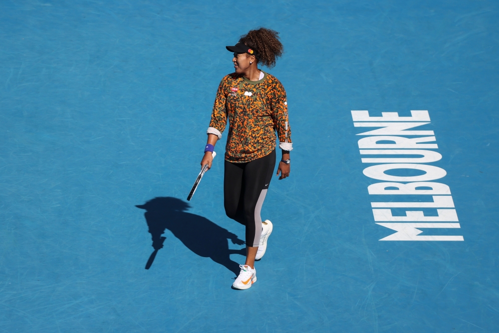 Tennis star Naomi Osaka of Japan practices at Melbourne Park in advance of the Australian Open in Melbourne, Australia, January 31, 2021. Reuters/Loren Elliott