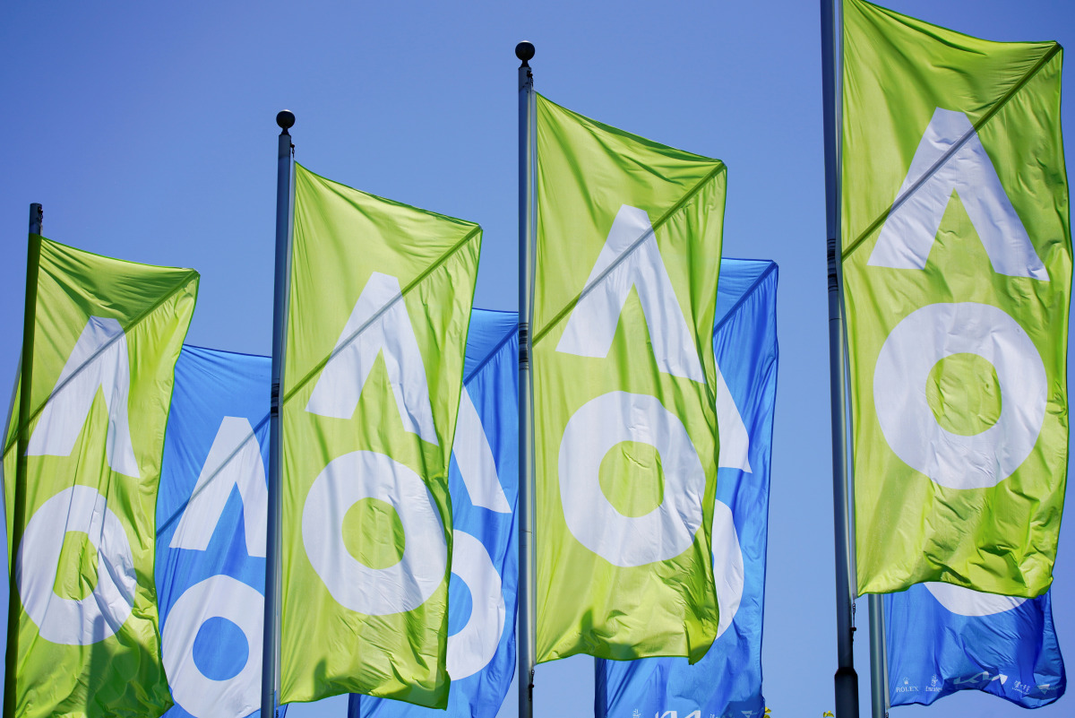 FILE PHOTO: FILE PHOTO: A general view of Australian Open flags in Melbourne, Australia, January 20, 2021. REUTERS/Sandra Sanders/File Photo

