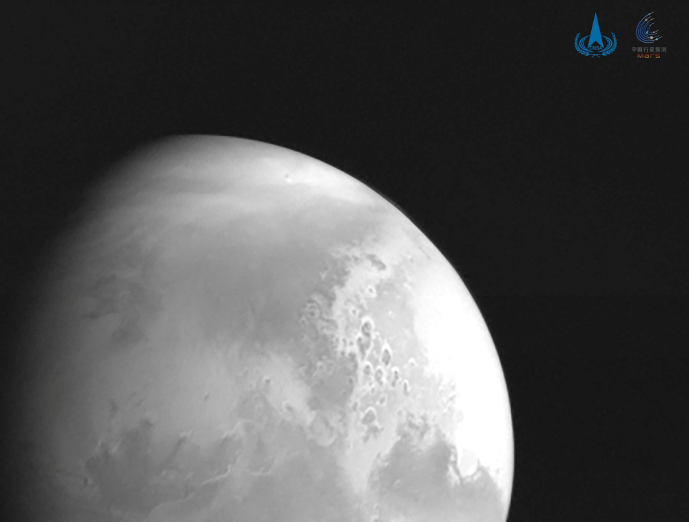 The first image of Mars taken by China's Tianwen-1 unmanned probe is seen in this handout image released by China National Space Administration (CNSA) February 5, 2021. CNSA/Handout via REUTERS
