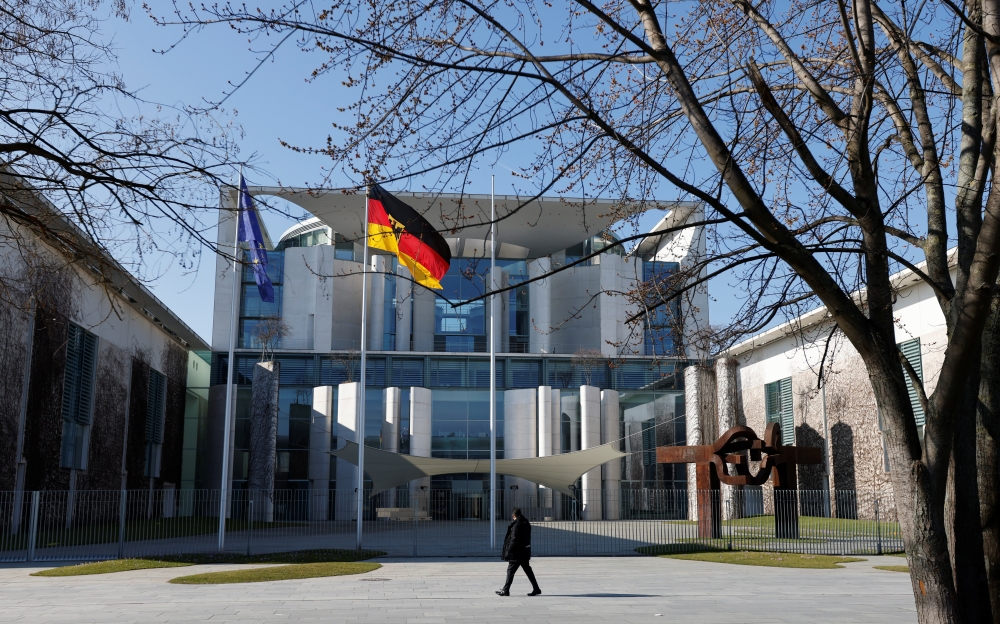The Chancellery is pictured, amid the coronavirus disease (COVID-19) pandemic during lockdown, in Berlin, Germany, March 3, 2021. REUTERS/Fabrizio Bensch
