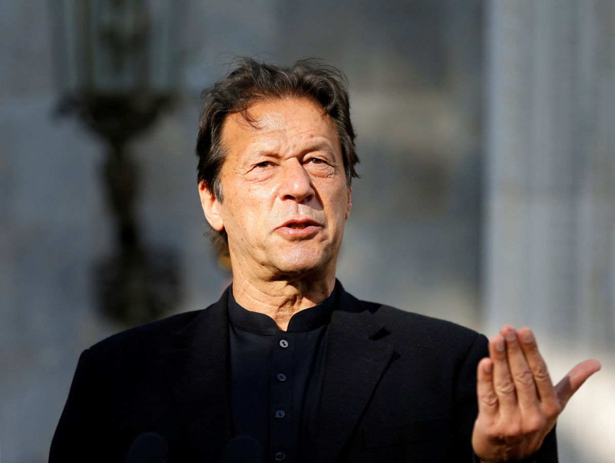 FILE PHOTO: Pakistan's Prime Minister Imran Khan speaks during a joint news conference with Afghan President Ashraf Ghani (not pictured) at the presidential palace in Kabul, Afghanistan November 19, 2020. REUTERS/Mohammad Ismail/File Photo
