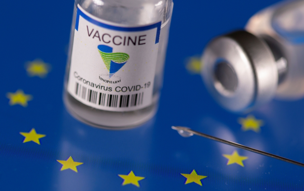 Vials labelled 