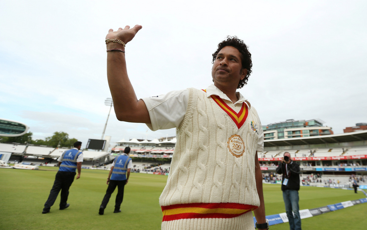 FILE PHOTO: Cricket - MCC v Rest of the World - Lord's - 5/7/14 Sachin Tendulkar at the end of the match Mandatory Credit: Action Images / Steven Paston Livepic EDITORIAL USE ONLY./File Photo
