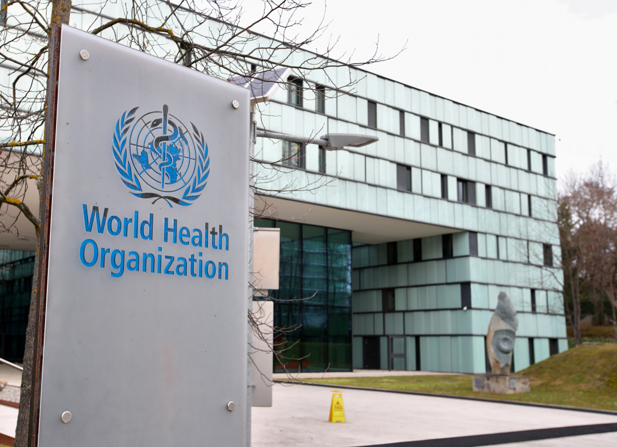 FILE PHOTO: A logo is pictured outside a building of the World Health Organization (WHO) during an executive board meeting on update on the coronavirus outbreak, in GENEVA, Switzerland, February 6, 2020. REUTERS/Denis Balibouse/File Photo
