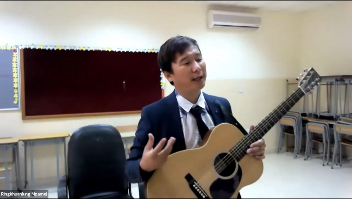Music teacher Ringkhuanlung Mpamei leading the workshop at Birla Public School. 