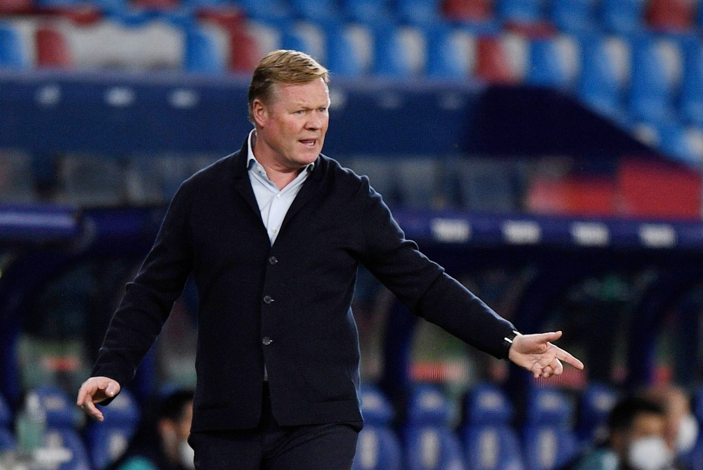 Barcelona coach Ronald Koeman during the match REUTERS/Pablo Morano