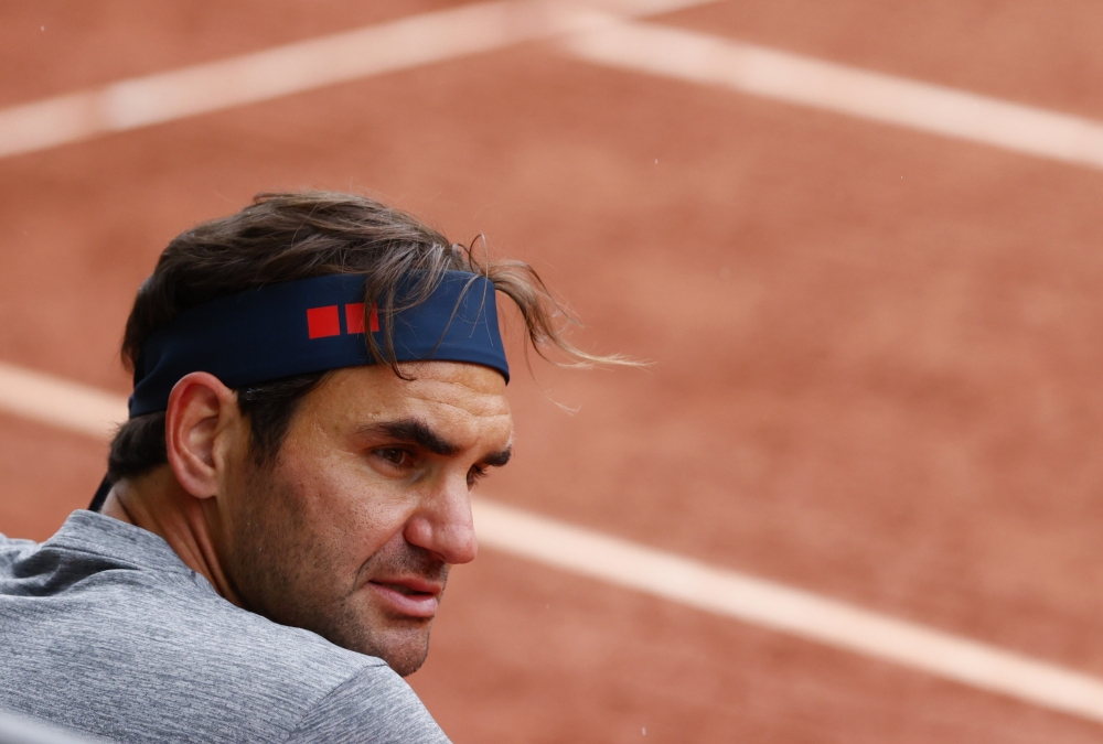 May 17, 2021 Switzerland's Roger Federer during a training session REUTERS/Denis Balibouse