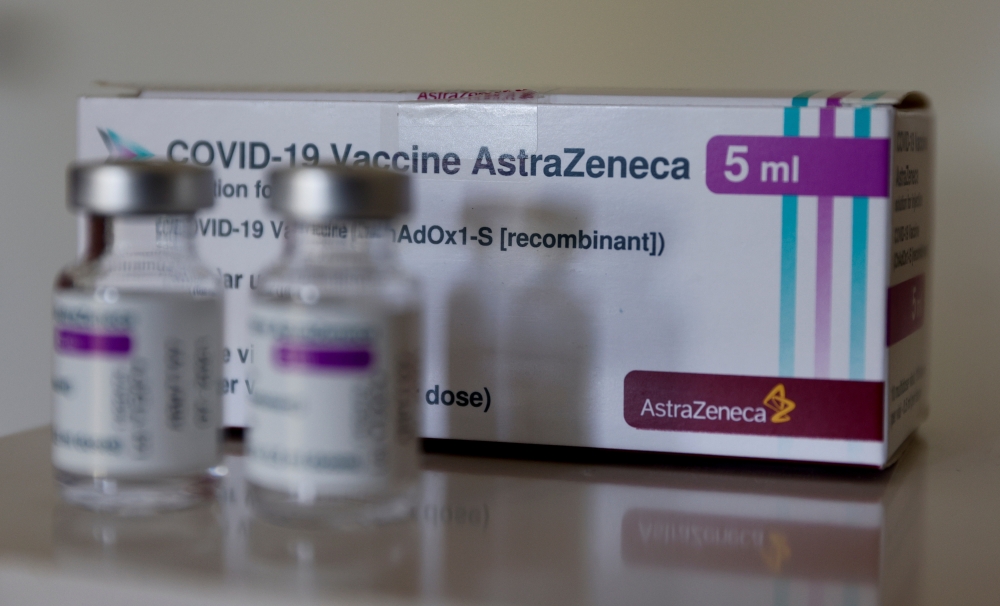 Vials of AstraZeneca's COVID-19 vaccine are seen in a general practice facility, as the spread of the coronavirus disease (COVID-19) continues, in Vienna, Austria May 18, 2021. REUTERS/Leonhard Foeger