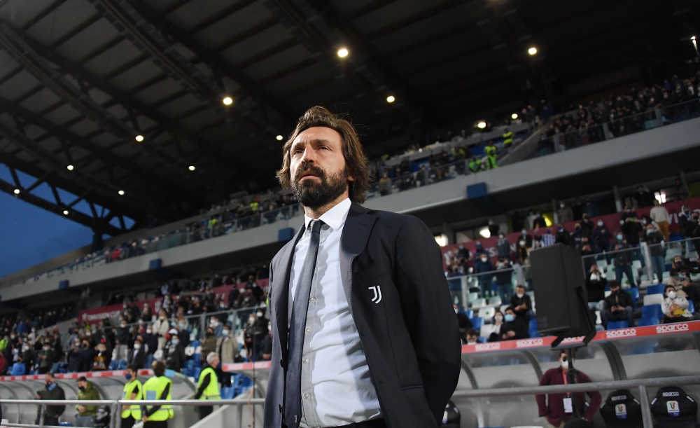 Juventus coach Andrea Pirlo before the match REUTERS/Alberto Lingria
