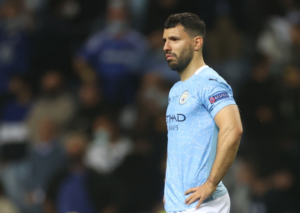 Manchester City's Sergio Aguero looks dejected after the match Pool via REUTERS/Carl Recine