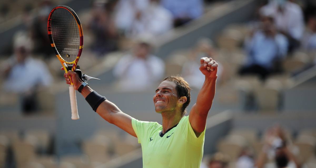 Tennis - French Open - Roland Garros, Paris, France - June 9, 2021 Spain's Rafael Nadal celebrates winning his quarter final match against Argentina's Diego Schwartzman REUTERS/Benoit Tessier
