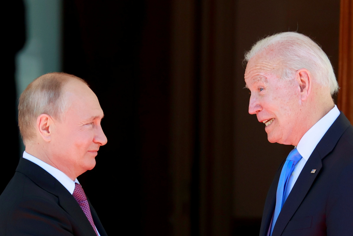 U.S. President Joe Biden and Russia's President Vladimir Putin meet for the U.S.-Russia summit at Villa La Grange in Geneva, Switzerland, June 16, 2021. REUTERS/Denis Balibouse/Pool
