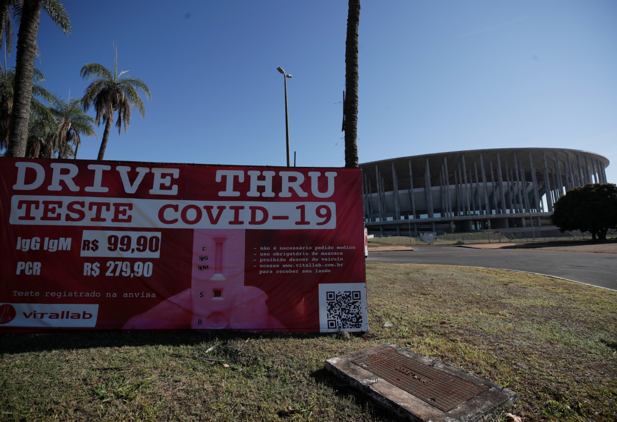 Soccer Football - Copa America 2021 - Brazil says 31 Copa America players, officials test positive for COVID-19 - Estadio Mane Garrincha, Brasilia, Brazil - June 16, 2021 REUTERS/Henry Romero
