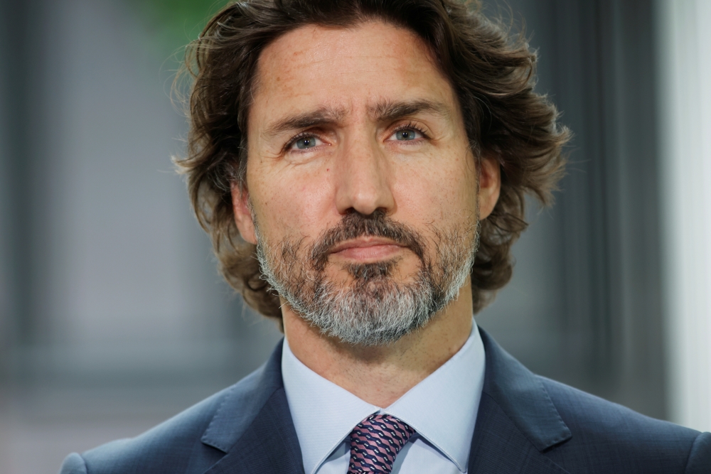 Canada's Prime Minister Justin Trudeau attends a news conference at Rideau Cottage during which, amongst other topics, he spoke about unmarked graves found recently, as efforts continue to help slow the spread of the coronavirus disease (COVID-19), in Ott