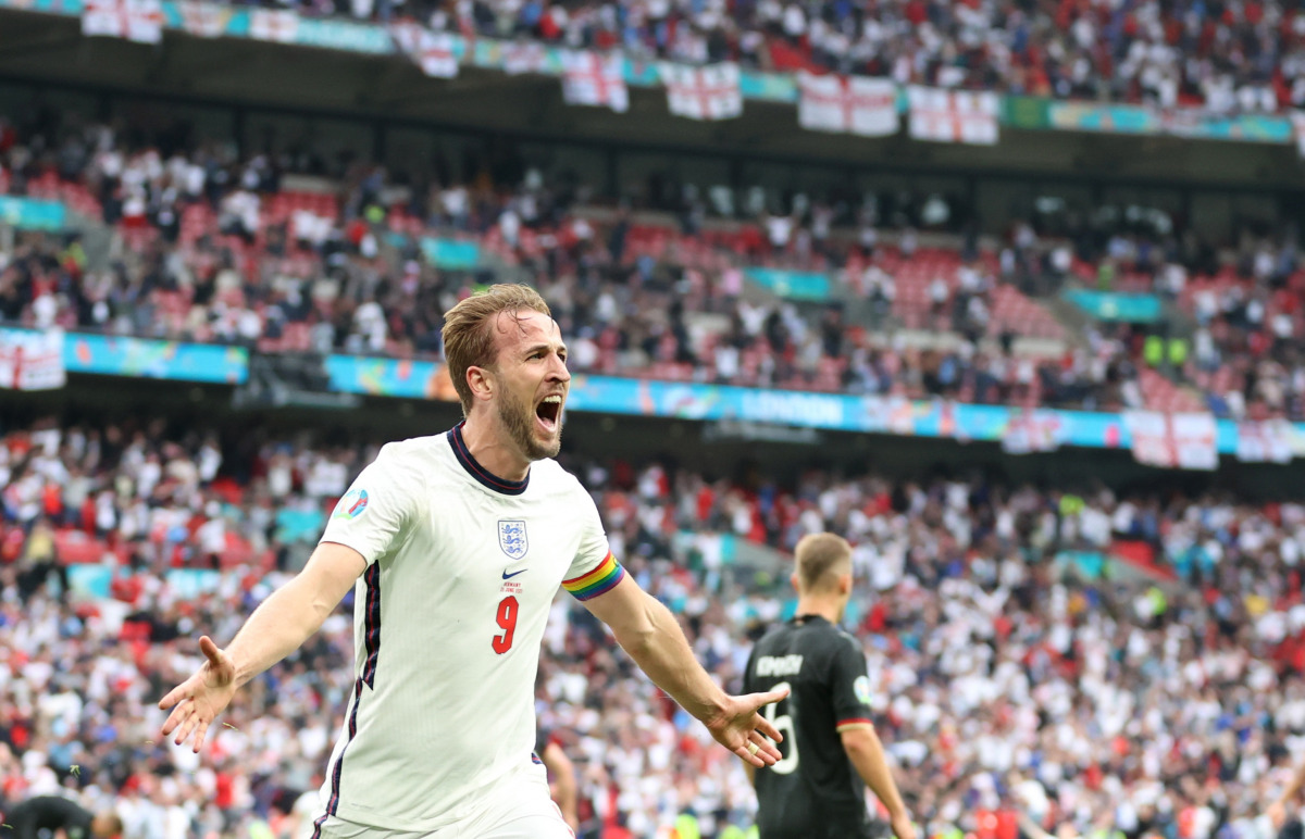 Soccer Football - Euro 2020 - Round of 16 - England v Germany - Wembley Stadium, London, Britain - June 29, 2021 England's Harry Kane celebrates scoring their second goal Pool via REUTERS/Catherine Ivill
