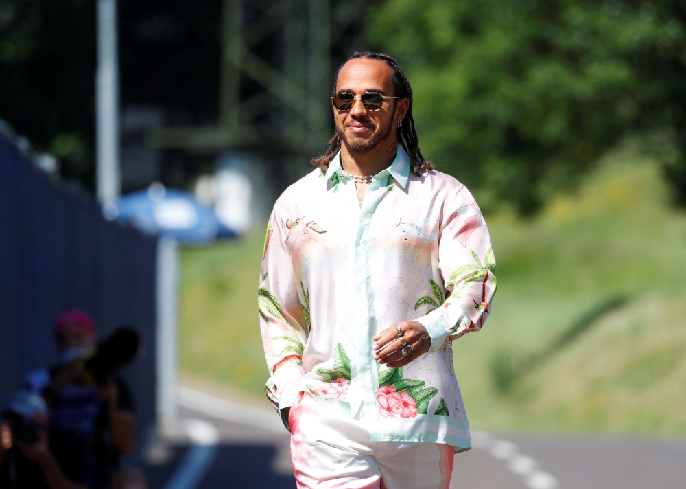 July 3, 2021 Mercedes' Lewis Hamilton arrives at the circuit ahead of practice REUTERS/Leonhard Foeger/File Photo