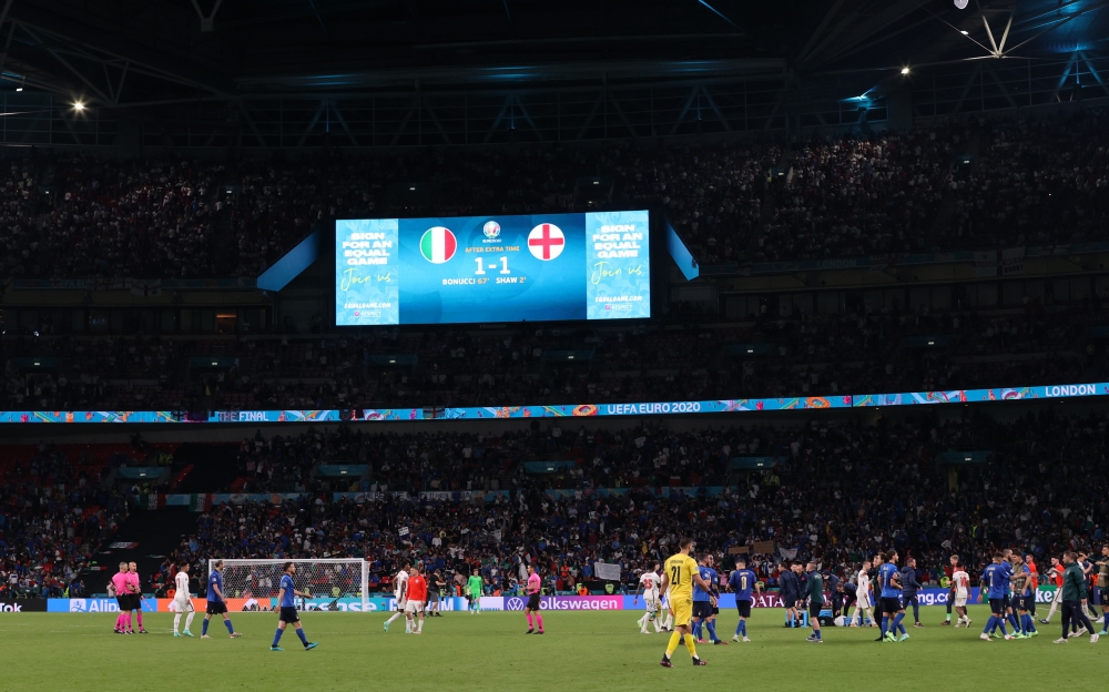 Soccer Football - Euro 2020 - Final - Italy v England - Wembley Stadium, London, Britain - July 11, 2021 General view at full time before a penalty shootout Pool via REUTERS/Carl Recine
