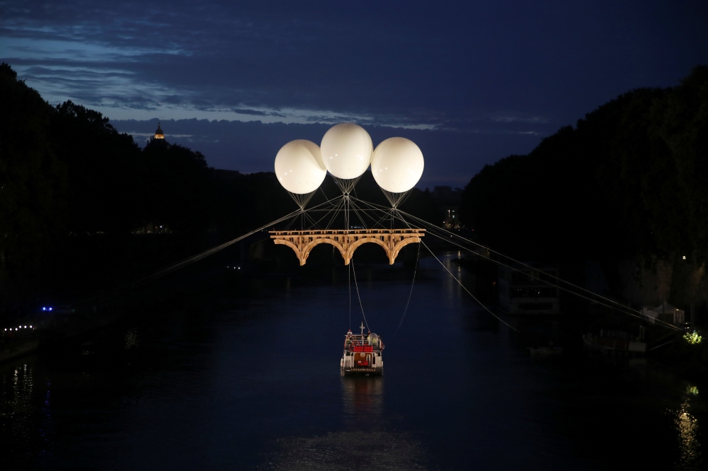 A view of an art installation by French artist Olivier Grossetete titled 