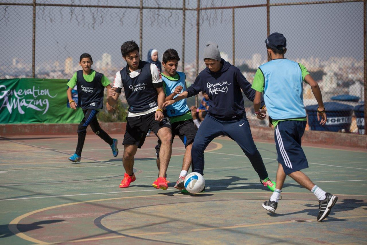 Young players in action during a programme
conducted by Generation Amazing. 