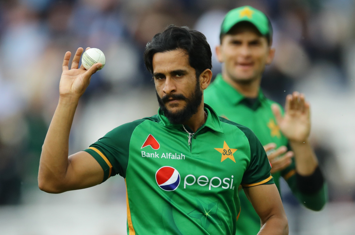 Cricket - Second One Day International - England v Pakistan - Lord's, London, Britain - July 10, 2021 Pakistan's Hasan Ali celebrates taking the wicket of England's Saqib Mahmood REUTERS/David Klein
