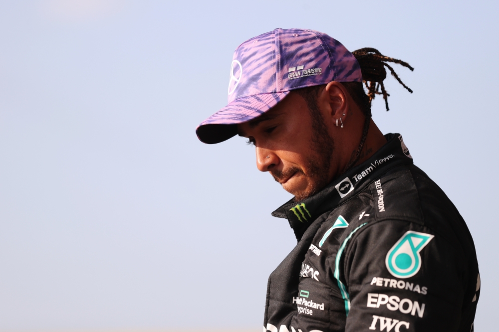 July 16, 2021 Mercedes' Lewis Hamilton after finishing first in the sprint race qualifying Pool via REUTERS/Lars Baron