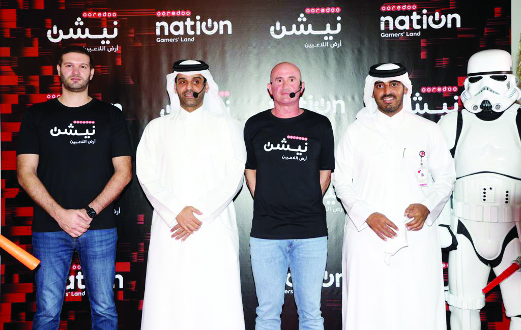Sheikh Mohammed bin Abdulla Al Thani, CEO at Ooredoo; Elie Honain, Chief Executive Officer at Quest and other officials during the event to announce the launch of ‘Ooredoo Nation - Gamers’ Land’ held at Ooredoo headquarters in West Bay.  