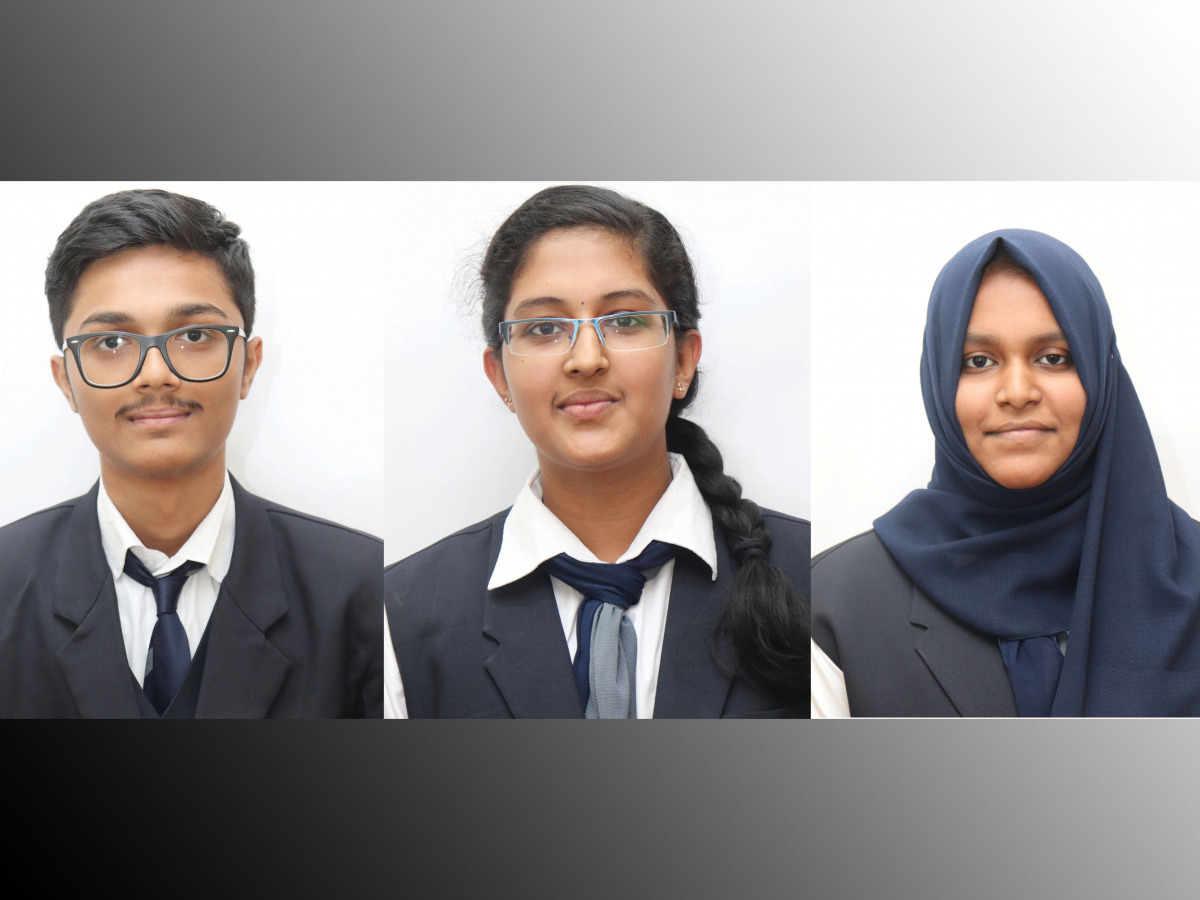 From left: Parthiv Ashokkumar Dholaria, Ann Maria Gijo and Afrah Koodampully Manaf