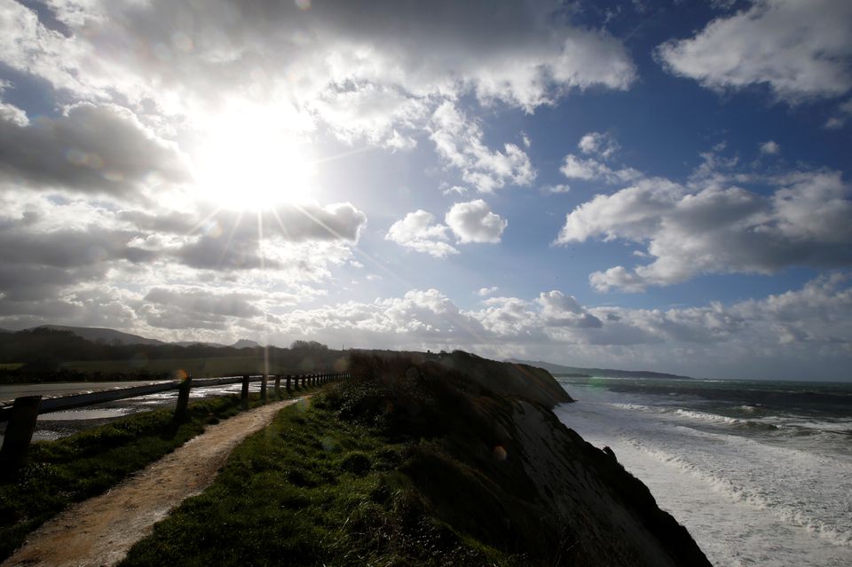 General view shows the Atlantic ocean near the road between Saint-Jean-De-Luz and Hendaye, in Socoa, France, February 2, 2019. REUTERS/Regis Duvignau

