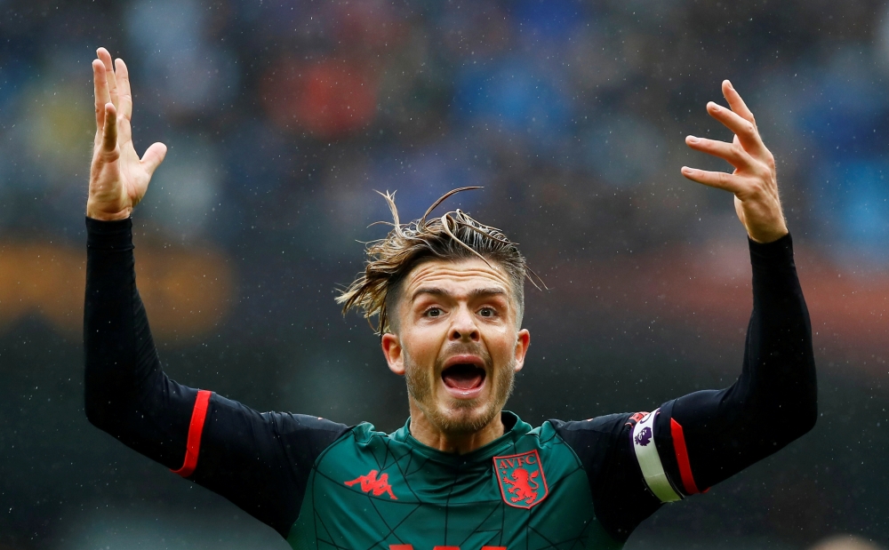 October 26, 2019 Aston Villa's Jack Grealish reacts Action Images via Reuters/Jason Cairnduff/File Photo
