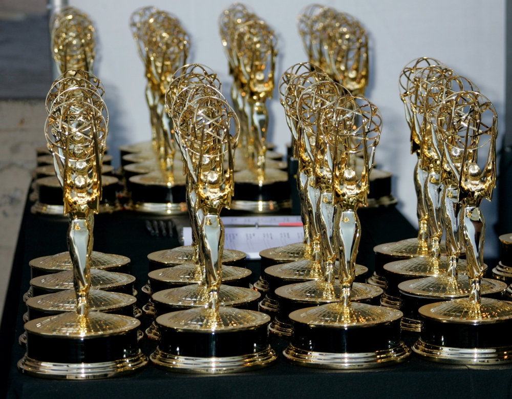 Rows of Emmy Award statuettes are seen at the 2006 Creative Arts Emmys in Los Angeles August 19, 2006. REUTERS/Fred Prouser (UNITED STATES/File Photo
