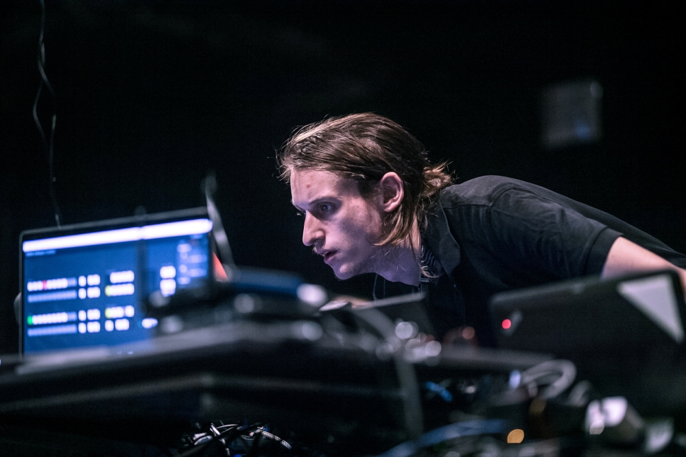 Tom Kitney, Head of Production at Black Box Live, takes part in a rehearsal of 'The Girl Who Jumped Off The Hollywood Sign' at the Bakehouse Theatre in Adelaide, Australia August 11, 2021. Picture taken August 11, 2021. Courtesy of Rehearsal of ‘The Girl 