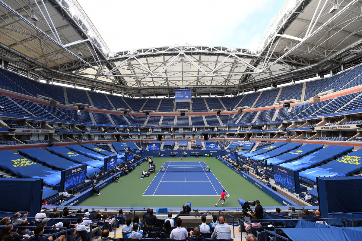 FILE PHOTO: Sep 13, 2020; Flushing Meadows, New York, USA; General view of Arthur Ashe Stadium at USTA Billie Jean King National Tennis Center. Mandatory Credit: Robert Deutsch-USA TODAY Sports/File Photo
