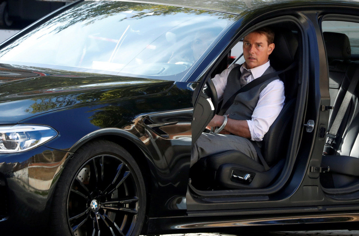 Actor Tom Cruise is seen on the set of 