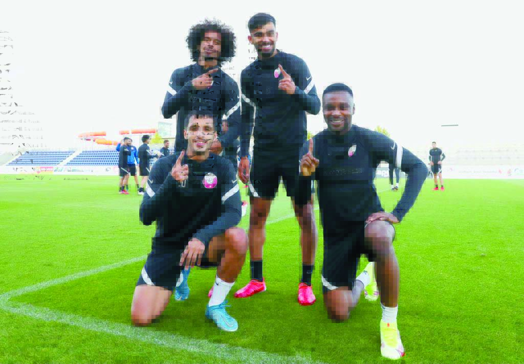 Qatar players during a training session in Debrecen.