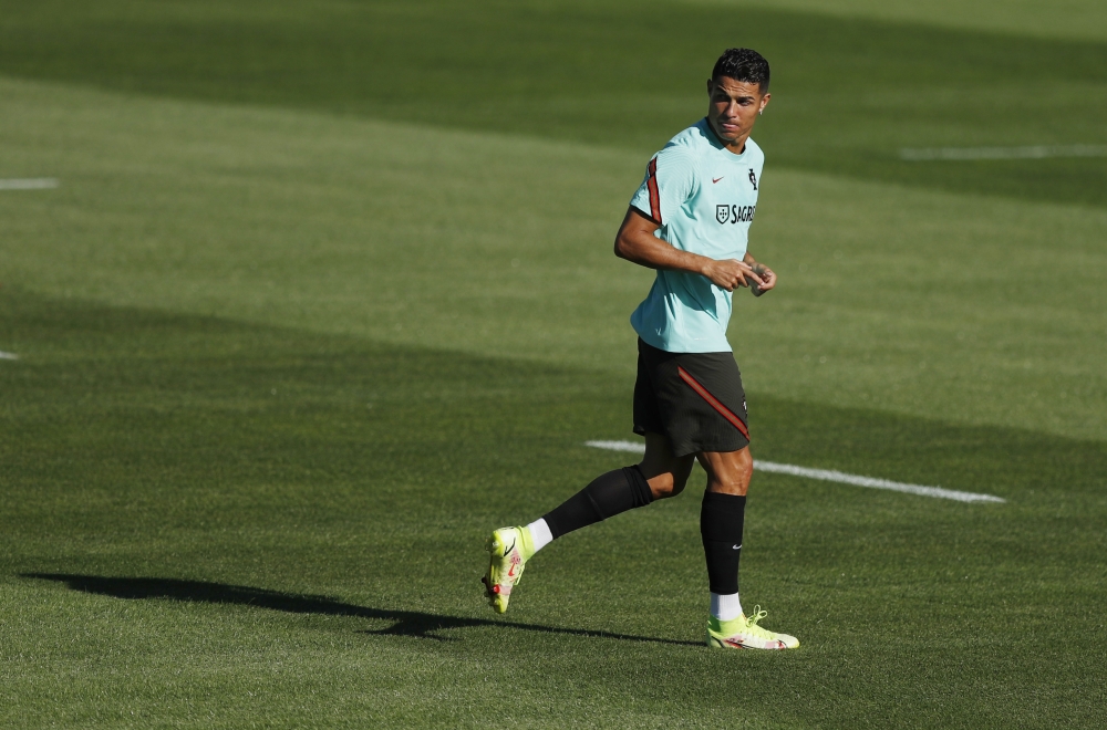 August 30, 2021 Portugal's Cristiano Ronaldo during training REUTERS/Pedro Nunes