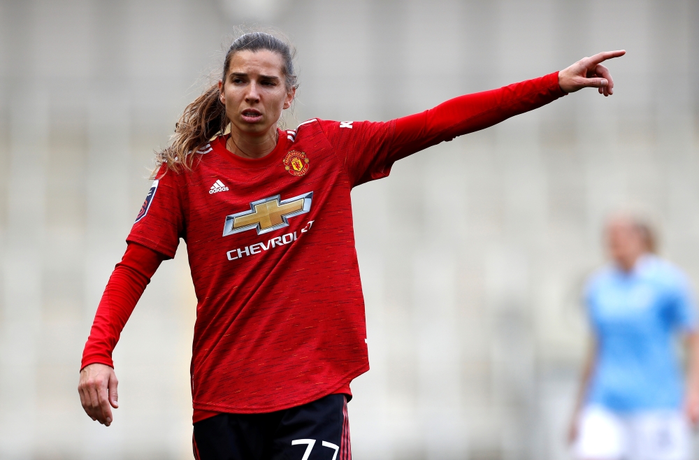 November 14, 2020 Manchester United's Tobin Heath reacts Action Images via Reuters/Jason Cairnduff/File Photo