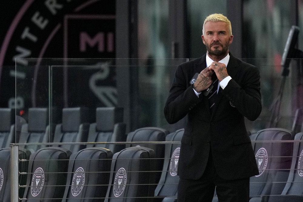 Jul 31, 2021; Fort Lauderdale, FL, USA; Inter Miami CF owner David Beckham watches warm ups prior to the match between the Inter Miami CF and the CF Montreal at DRV PNK Stadium. Mandatory Credit: Jasen Vinlove-USA TODAY Sports/File Photo