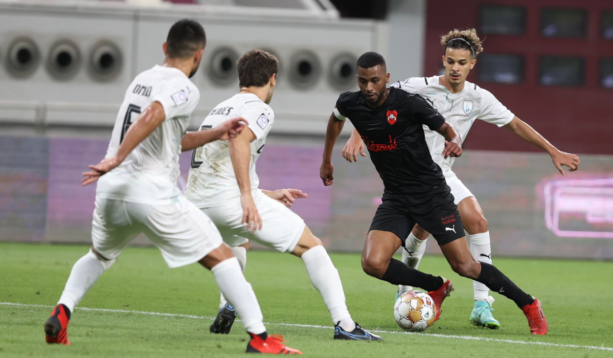 Al Rayyan captain Abdelaziz Hatim controls the ball during yesterday's match against Al Wakrah.