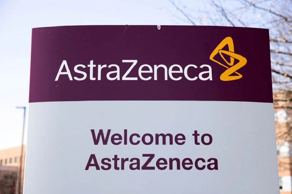The logo for AstraZeneca is seen outside its North America headquarters in Wilmington, Delaware, U.S., March 22, 2021. REUTERS/Rachel Wisniewski/File Photo