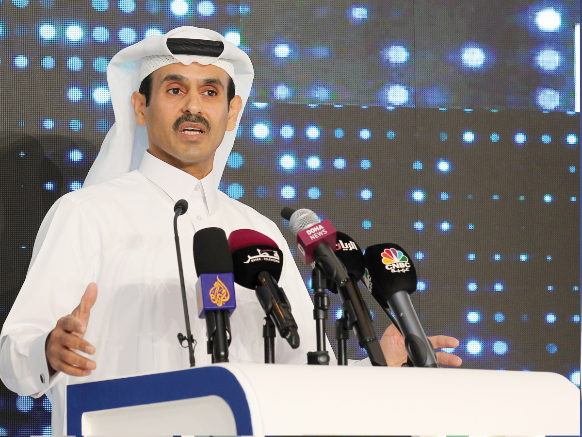 Minister of State for Energy Affairs, President and CEO of QatarEnergy H E Saad bin Sherida Al Kaabi speaking during an event held yesterday to unveil logo of QatarEnergy. Pic: Salim Matramkot / The Peninsula 