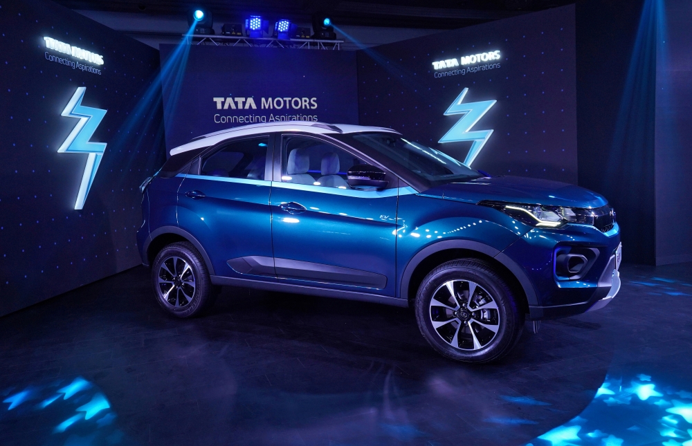 File photo: Tata Motors' electric sport-utility vehicle (SUV) Nexon EV is displayed during its launch in Mumbai, India, January 28, 2020. Reuters/Hemanshi Kamani/File Photo