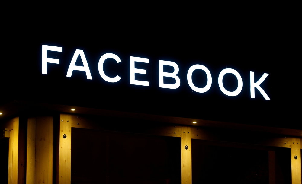 The logo of Facebook is seen in Davos, Switzerland January 20, 2020. Reuters/Arnd Wiegmann/File Photo