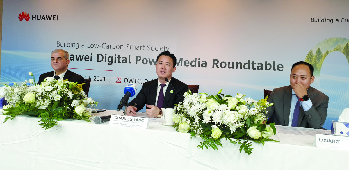 Charles Yang, SVP of Huawei and President of Global Marketing Sales and Services at Huawei Digital Power speaking during the media roundtable.
