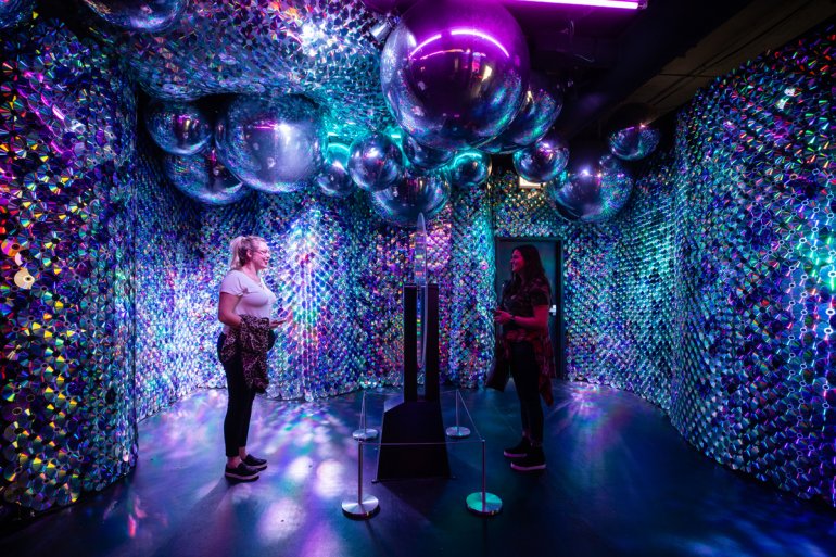 Visitors experience the installation 