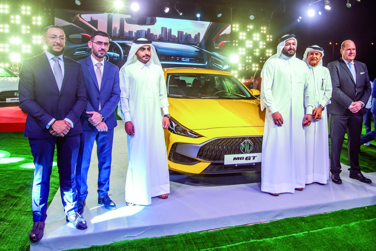 Sheikh Naser bin Nawaf Al Thani (third right), Deputy CEO at NBK & Sons Holding, Sheikh Naser bin Abdulla Al Thani, with the MG Qatar team, during the launch ceremony at the National Museum of Qatar, recently. 