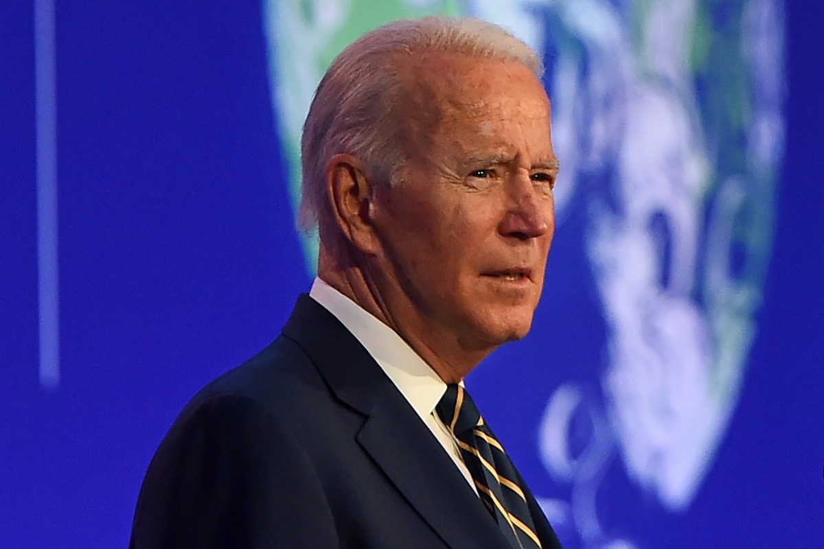 U.S. President Joe Biden presents his national statement as a part of the World Leaders' Summit at the UN Climate Change Conference (COP26) in Glasgow, Scotland, Britain November 1, 2021. Andy Buchanan/Pool via REUTERS
