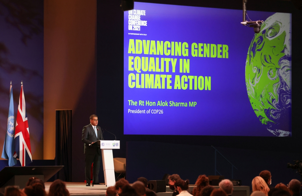 Britain's COP26 president Alok Sharma speaks during the UN Climate Change Conference (COP26) in Glasgow, Scotland, Britain, November 9, 2021. Reuters/Yves Herman
