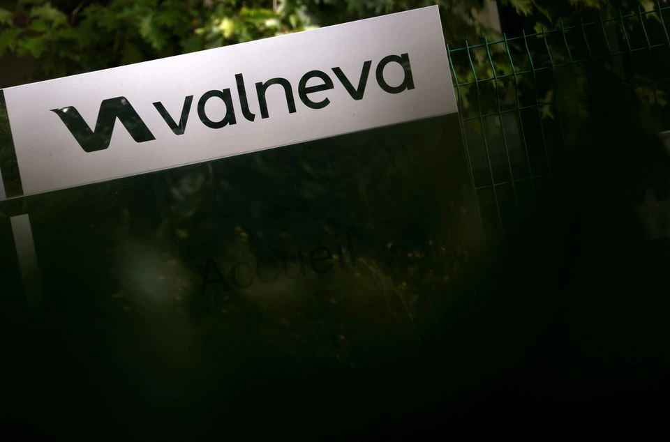 The logo of Valneva SE is pictured at the company's headquarters in Saint-Herblain, near Nantes, France, September 13, 2021. REUTERS/Stephane Mahe

